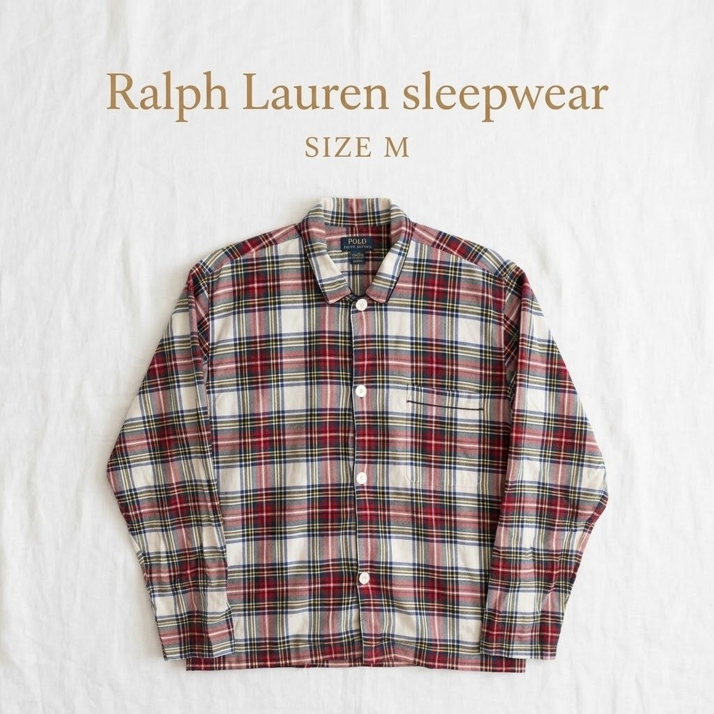 Polo Ralph Lauren Plaid Pajama Shirt 100% Cotton Mens M Prep Sleep Top